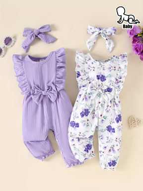 Luna & Lino Conjunto Infantil de Verão – Kit 4 Peças com Listras e Florais