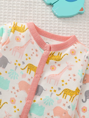 Luna & Lino Kit Body Curto Bebê – 3 Peças em Tons Pastel com Estampas Adoráveis