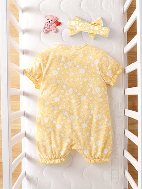 Luna & Lino Conjunto Cami Floral – Blusa Regata com Laço de Cabelo