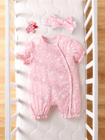 Luna & Lino Conjunto Cami Floral – Blusa Regata com Laço de Cabelo