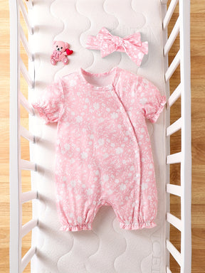 Luna & Lino Conjunto Cami Floral – Blusa Regata com Laço de Cabelo