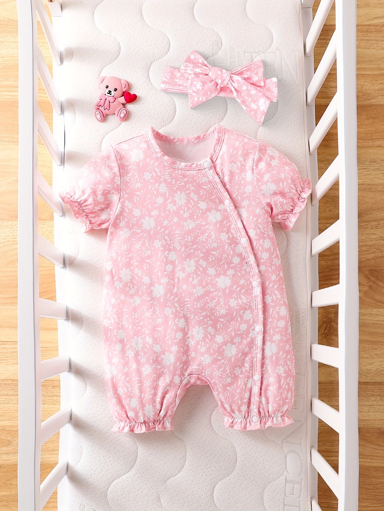 Luna & Lino Conjunto Cami Floral – Blusa Regata com Laço de Cabelo