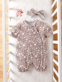 Luna & Lino Conjunto Cami Floral – Blusa Regata com Laço de Cabelo