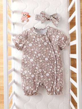 Luna & Lino Conjunto Cami Floral – Blusa Regata com Laço de Cabelo