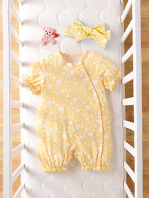 Luna & Lino Conjunto Cami Floral – Blusa Regata com Laço de Cabelo