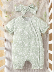 Luna & Lino Conjunto Cami Floral – Blusa Regata com Laço de Cabelo