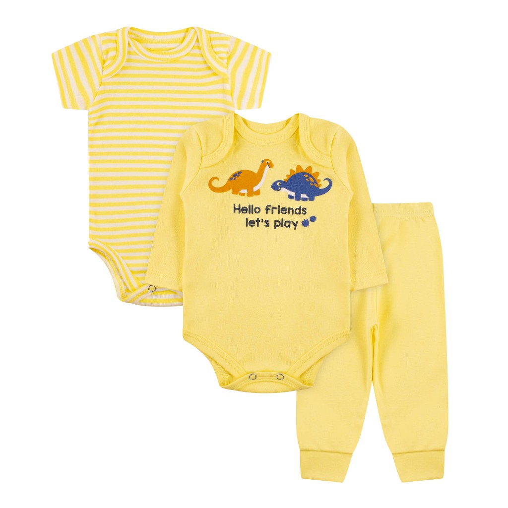 Kit 18 Peças Luna & Lino – Trijuntos de Bebê Menino em Algodão Suedine para Verão e Inverno