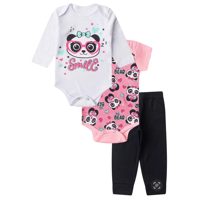 Kit 18 Peças Luna & Lino – Body Infantil Bebê Menina Trijunto Completo em Algodão Suedine