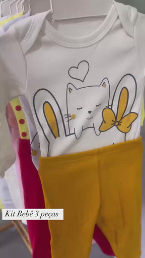 Kit 18 Peças Luna & Lino – Body Infantil Bebê Menina Trijunto Completo em Algodão Suedine